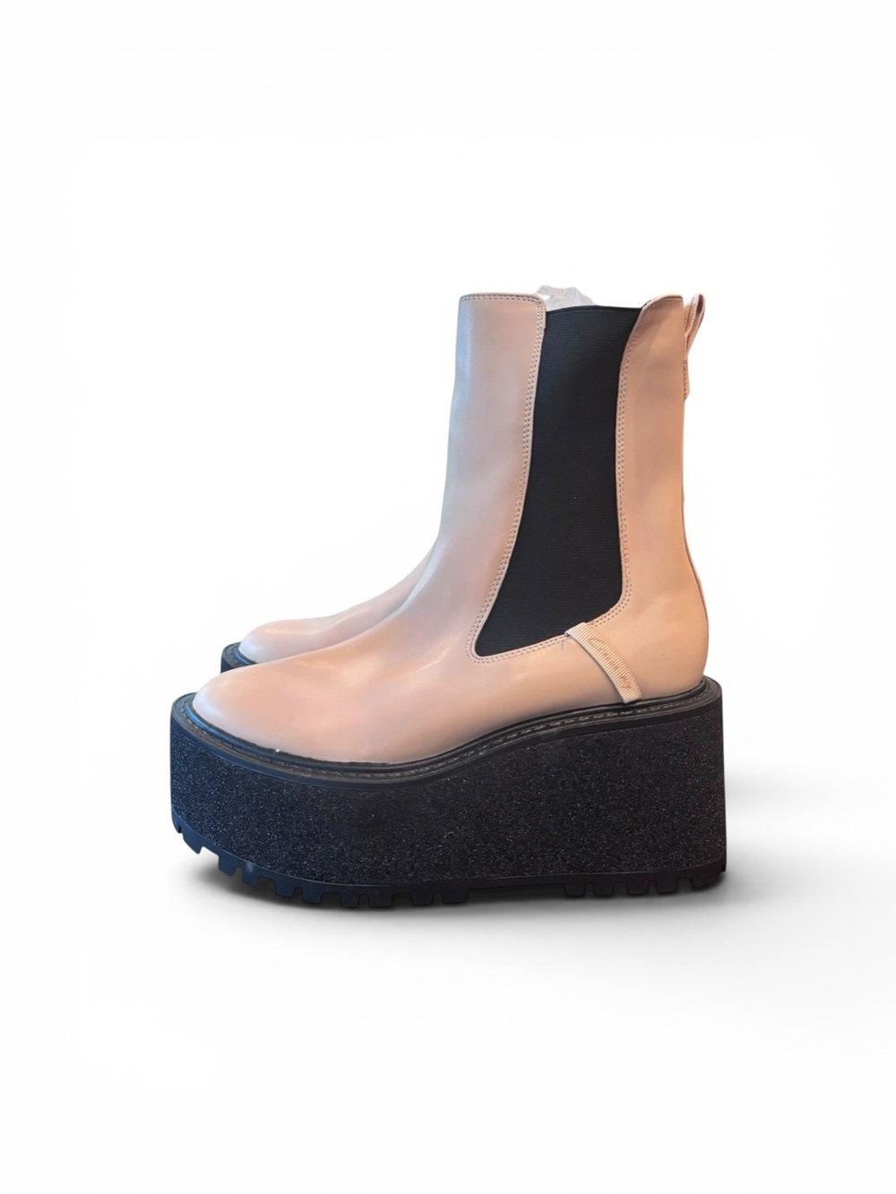 Circus NY Sam Edelman Susan Chelsea Boots Platform Lug Sole Black Beige - Picture 4 of 7